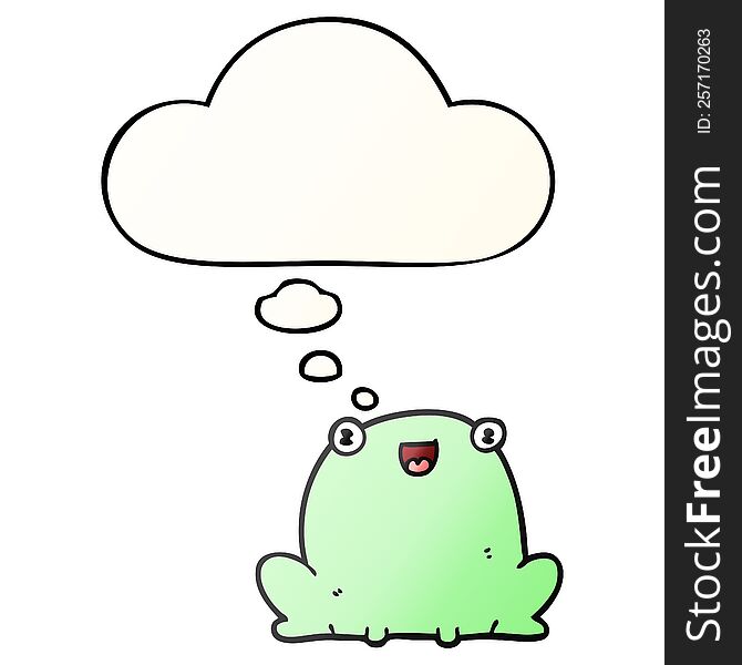 Cartoon Frog And Thought Bubble In Smooth Gradient Style