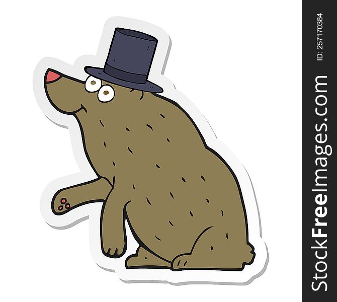 Sticker Of A Cartoon Bear In Top Hat