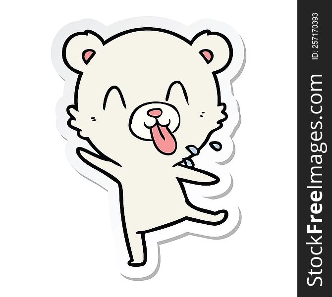Sticker Of A Rude Cartoon Polar Bear Sticking Out Tongue