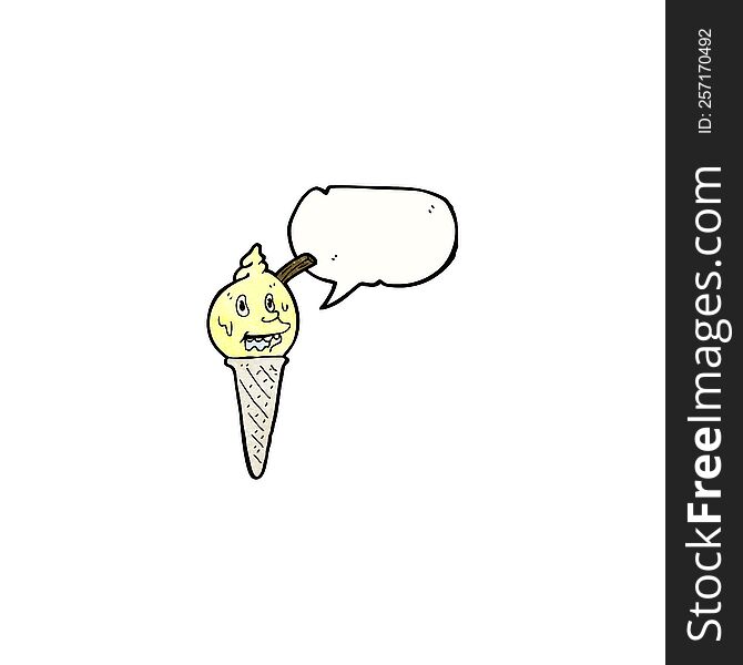 cartoon melting ice cream cone