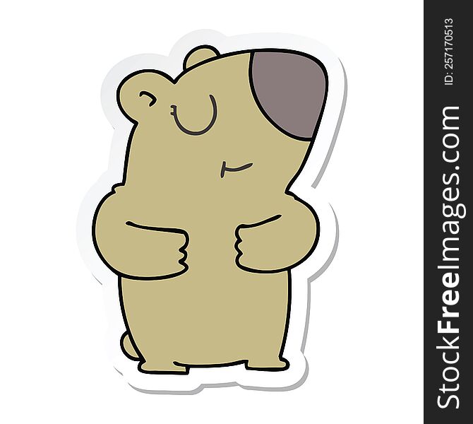 Sticker Of A Quirky Hand Drawn Cartoon Bear