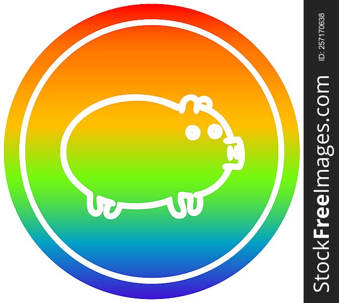 fat pig circular icon with rainbow gradient finish. fat pig circular icon with rainbow gradient finish