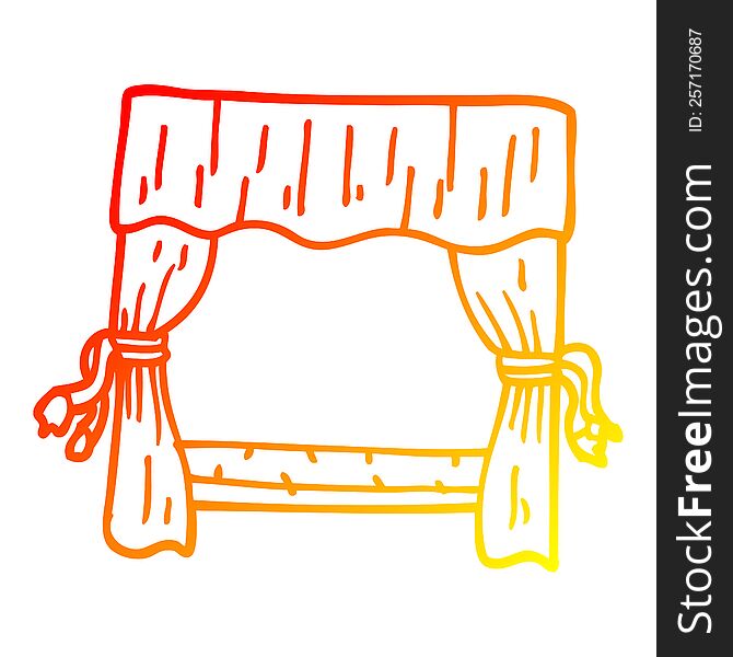 warm gradient line drawing of a cartoon window with curtains