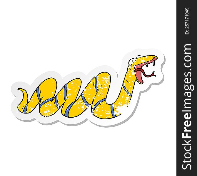distressed sticker of a cartoon crawling snake