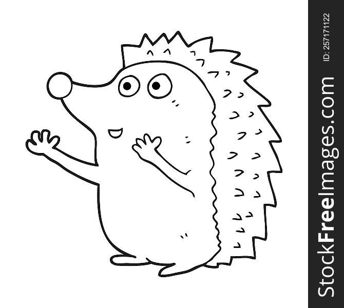 Black And White Cartoon Cute Hedgehog