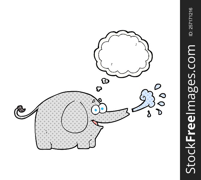 Thought Bubble Cartoon Elephant Squirting Water