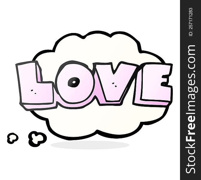 freehand drawn thought bubble cartoon word love
