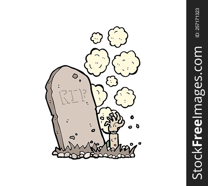 Cartoon Zombie Rising From Grave