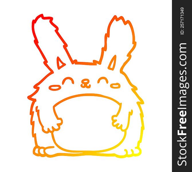 warm gradient line drawing of a cartoon furry rabbit
