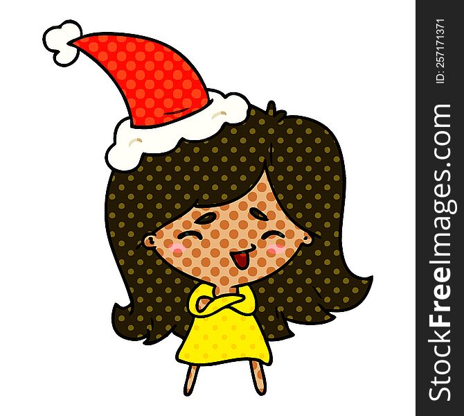 christmas cartoon of kawaii girl