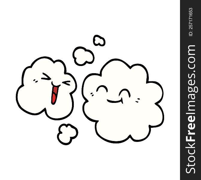 cartoon doodle white happy clouds