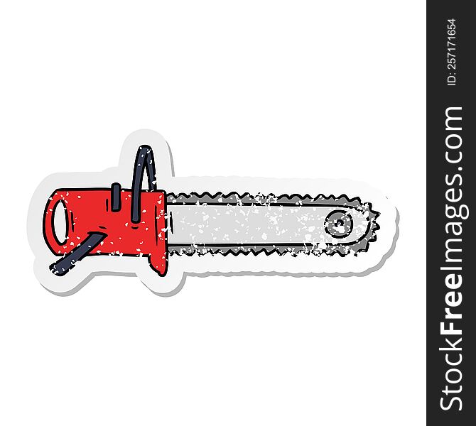 Distressed Sticker Cartoon Doodle Fo A Chain Saw