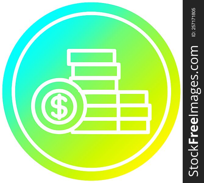 stacked money circular icon with cool gradient finish. stacked money circular icon with cool gradient finish