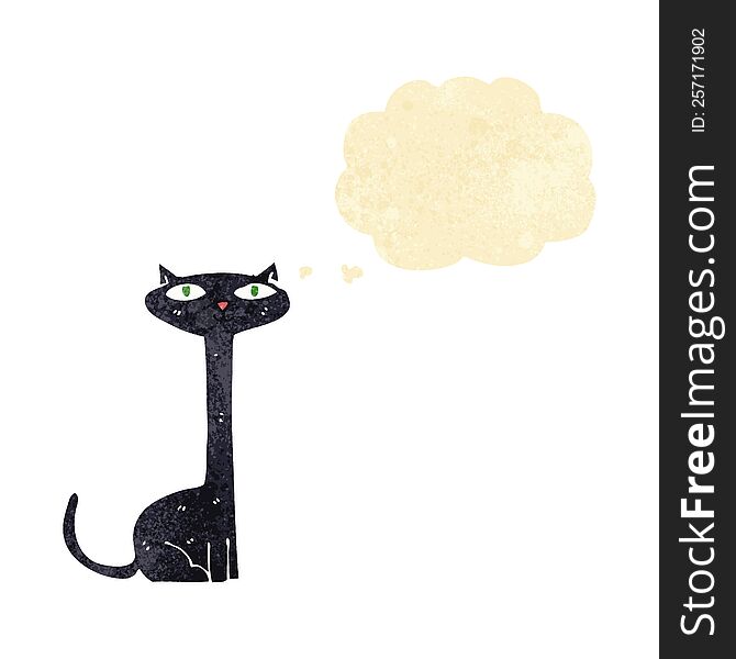 Cartoon Black Cat With Thought Bubble