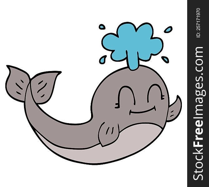 cartoon doodle of a happy whale