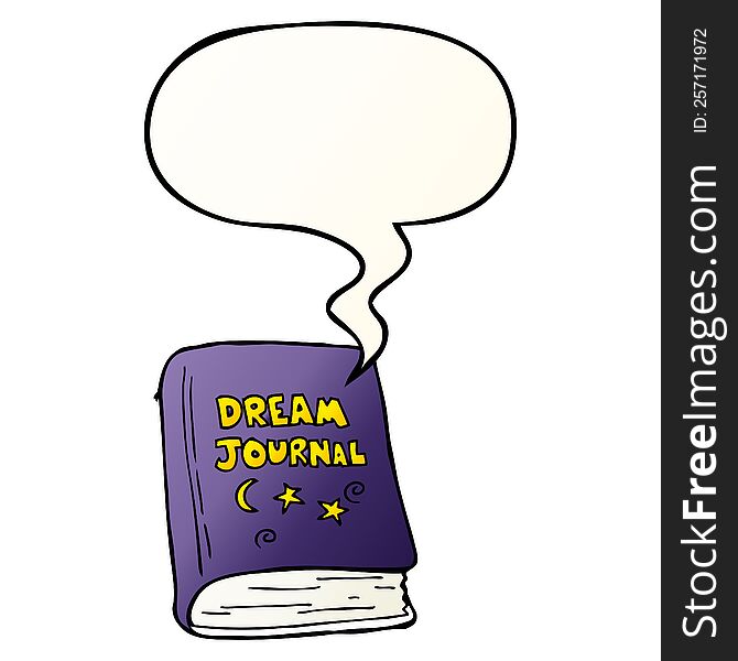 cartoon dream journal with speech bubble in smooth gradient style