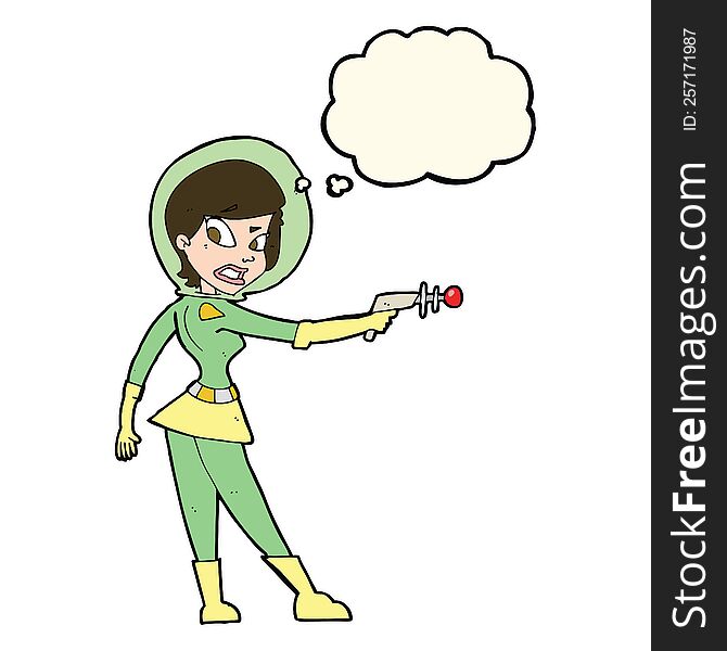 Cartoon Sci Fi Girl With Thought Bubble