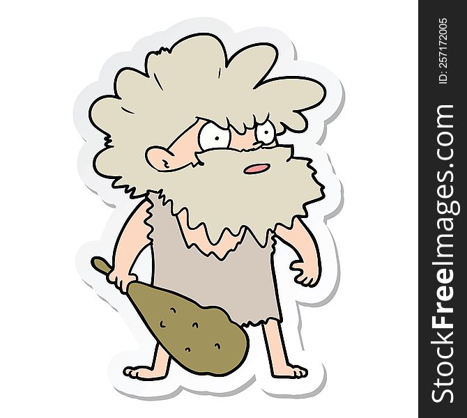 sticker of a cartoon cave man