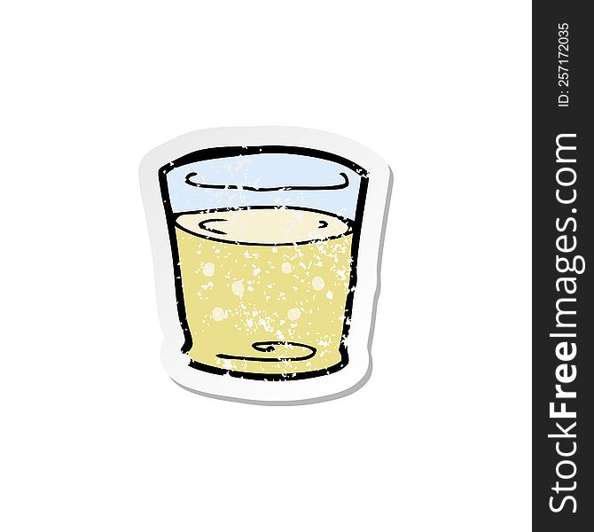 retro distressed sticker of a cartoon whiskey glass