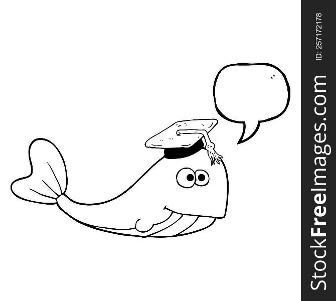 Speech Bubble Cartoon Whale Graduate