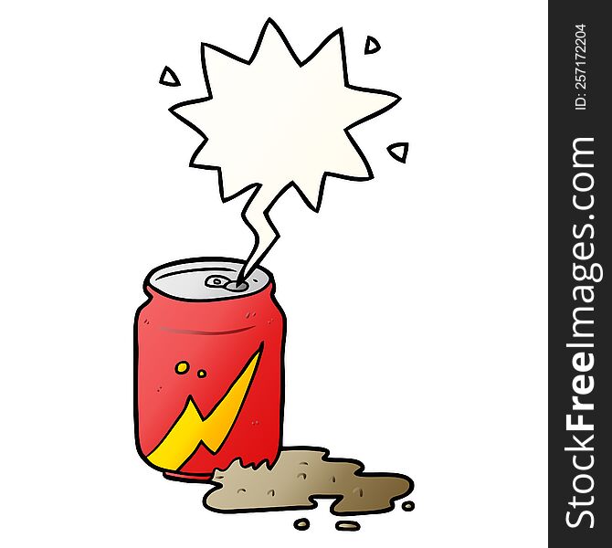 Cartoon Can Of Soda And Speech Bubble In Smooth Gradient Style