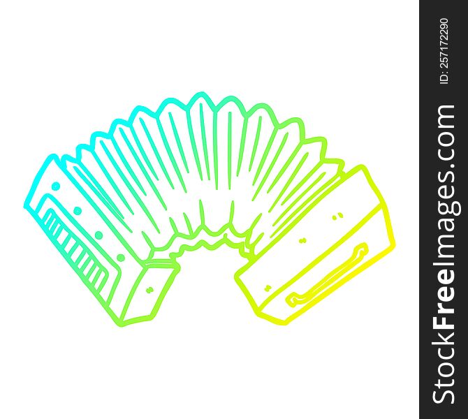 cold gradient line drawing of a cartoon accordion