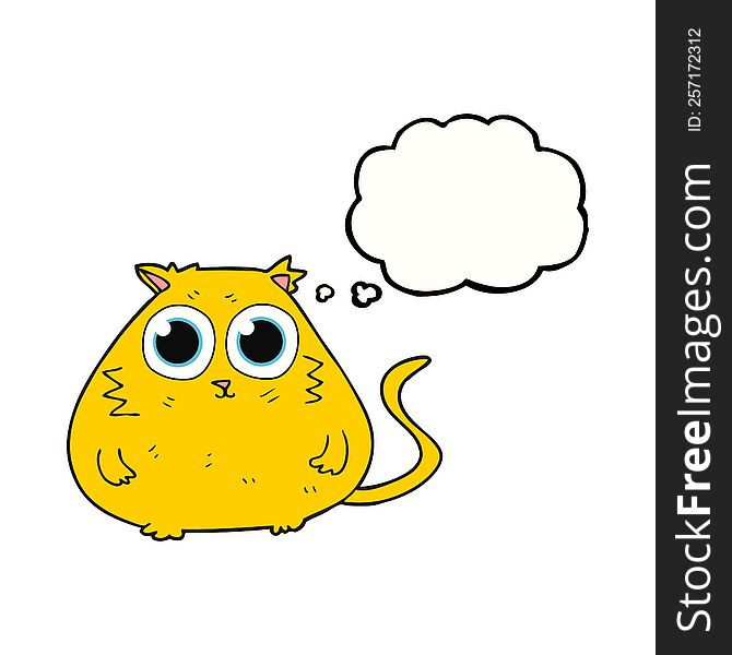 thought bubble cartoon cat with big pretty eyes