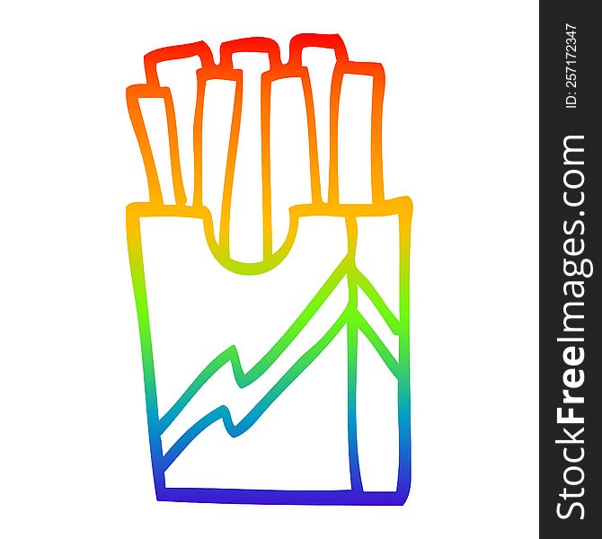 Rainbow Gradient Line Drawing Cartoon Fast Food Fries