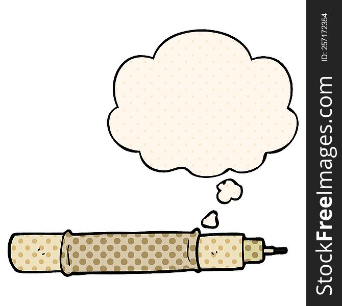 cartoon pen with thought bubble in comic book style