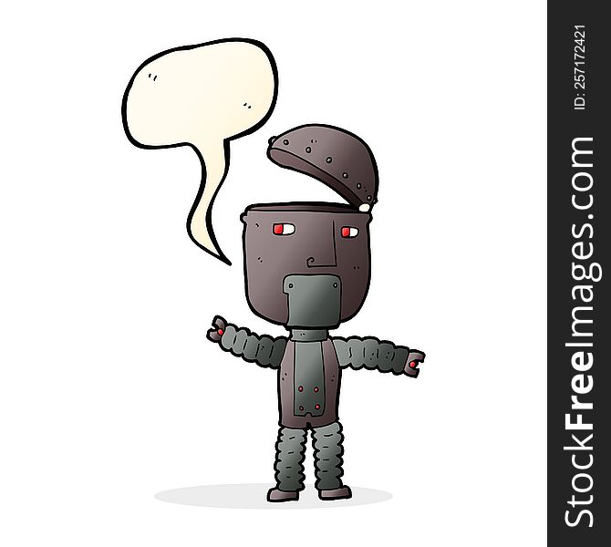 Cartoon Robot With Speech Bubble