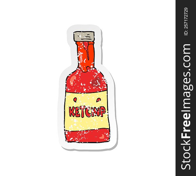 Retro Distressed Sticker Of A Cartoon Ketchup