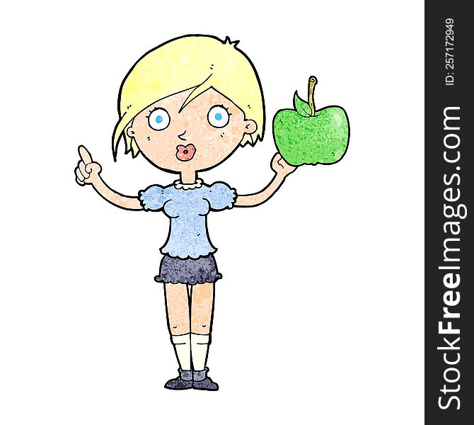 Cartoon Woman Talking About Health Food