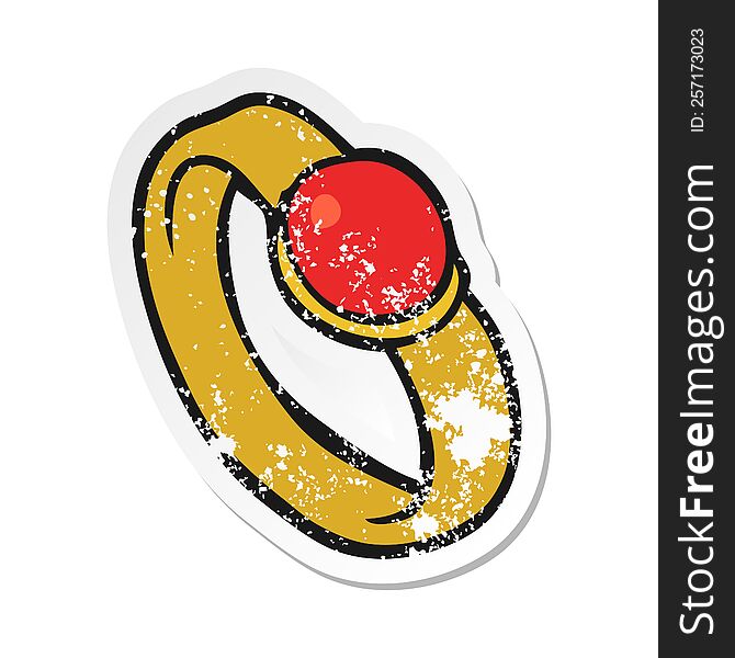 Retro Distressed Sticker Of A Cartoon Ring