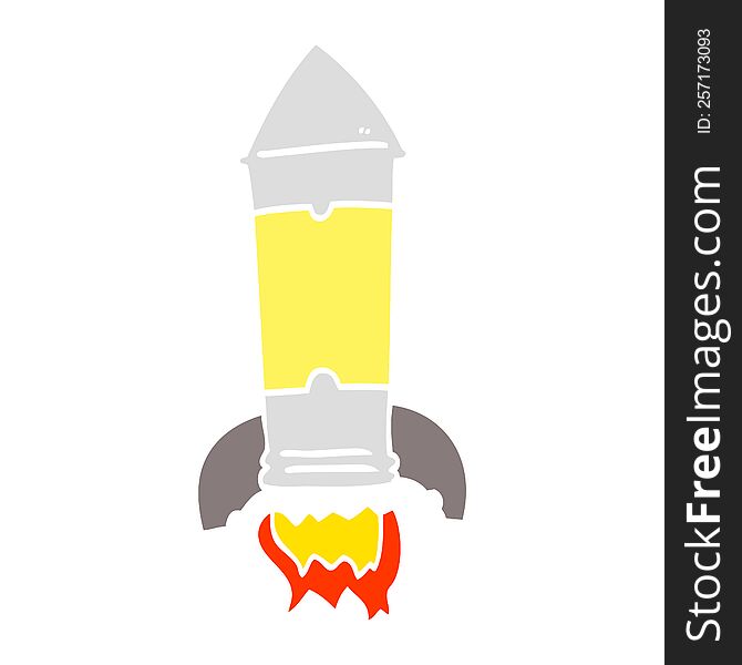 Flat Color Illustration Cartoon Rocket