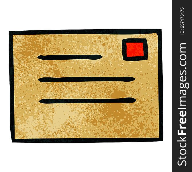 retro grunge texture cartoon of a paper envelope