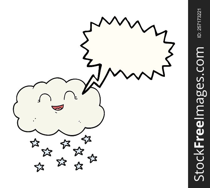 freehand drawn speech bubble cartoon cloud snowing