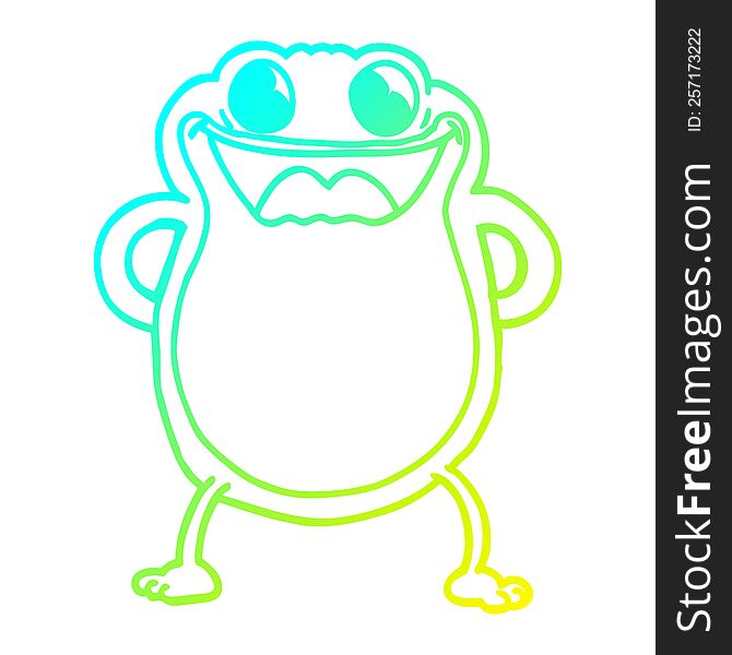 Cold Gradient Line Drawing Cartoon Frog