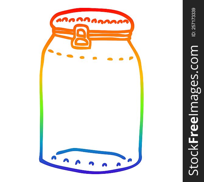 Rainbow Gradient Line Drawing Cartoon Glass Jar