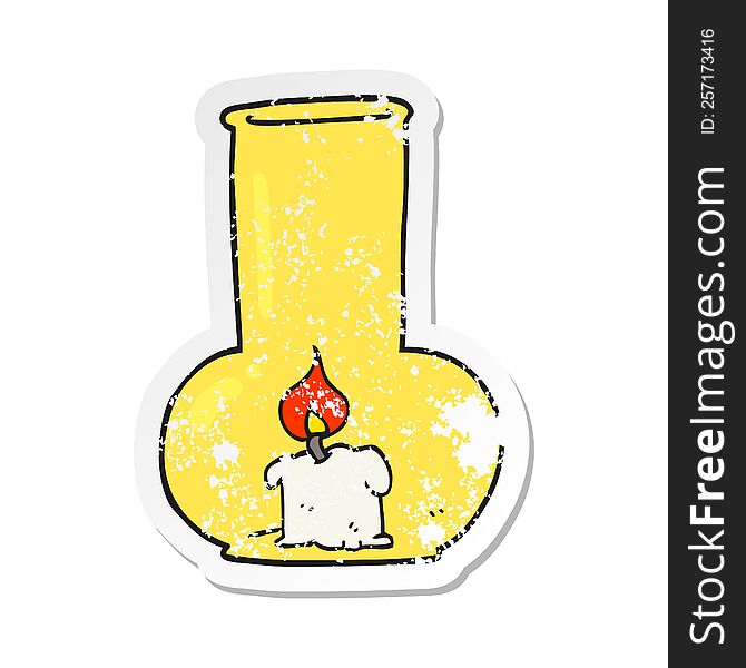 retro distressed sticker of a cartoon old glass lamp and candle