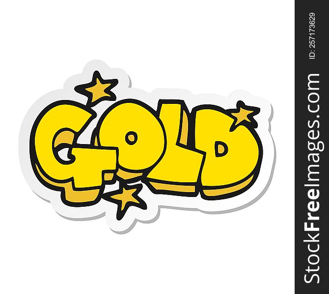 sticker of a cartoon word gold