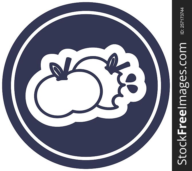 bitten apples circular icon symbol