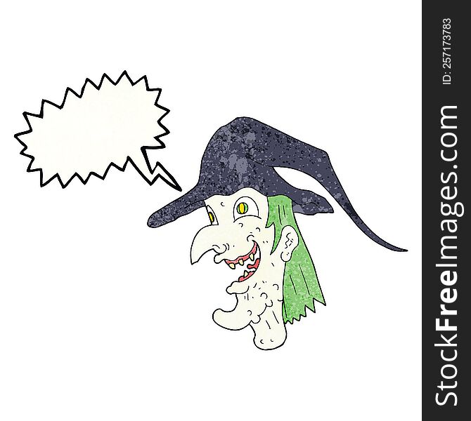 Speech Bubble Textured Cartoon Cackling Witch