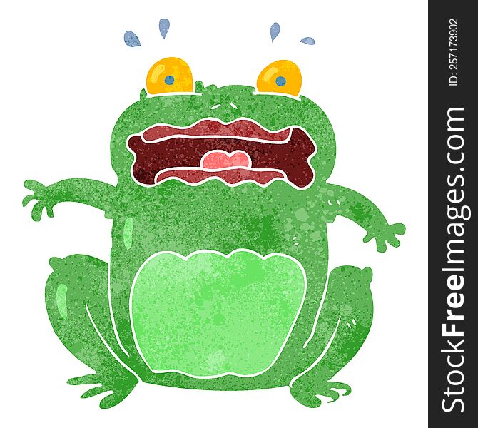 Retro Cartoon Funny Frightened Frog