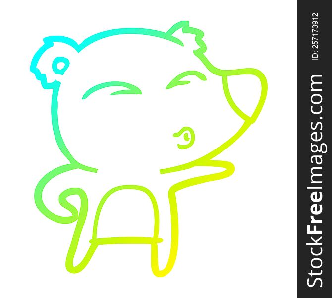 Cold Gradient Line Drawing Cartoon Explaining Polar Bear