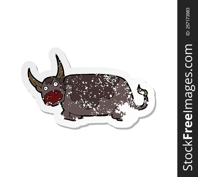retro distressed sticker of a cartoon bull
