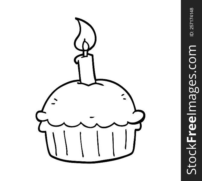 cartoon birthday cupcake