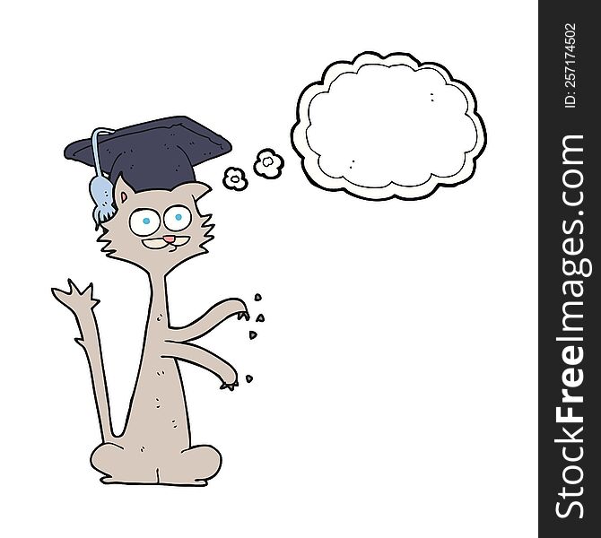 Thought Bubble Cartoon Cat With Graduation Cap