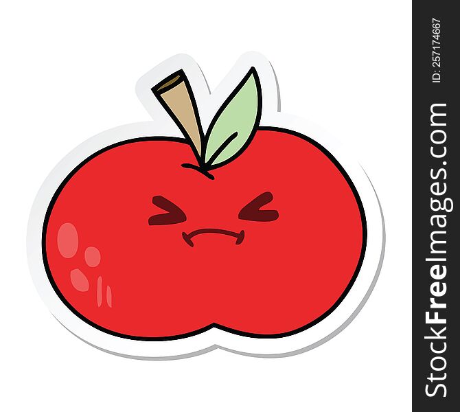 sticker of a quirky hand drawn cartoon apple