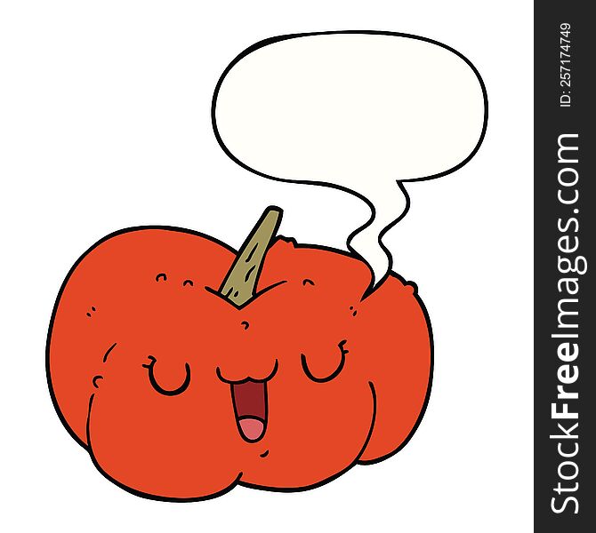 Cartoon Pumpkin And Speech Bubble