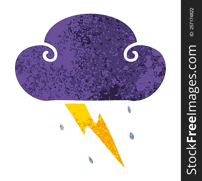 Quirky Retro Illustration Style Cartoon Thunder Cloud